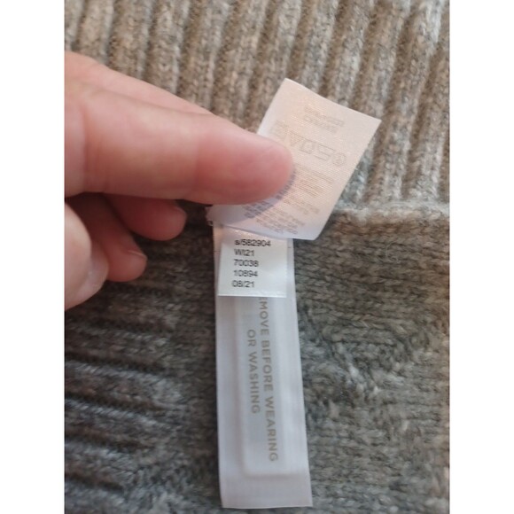 LOFT gray cableknit turtleneck sweater M/L oversize open sides boho poncho layer - Picture 8 of 11